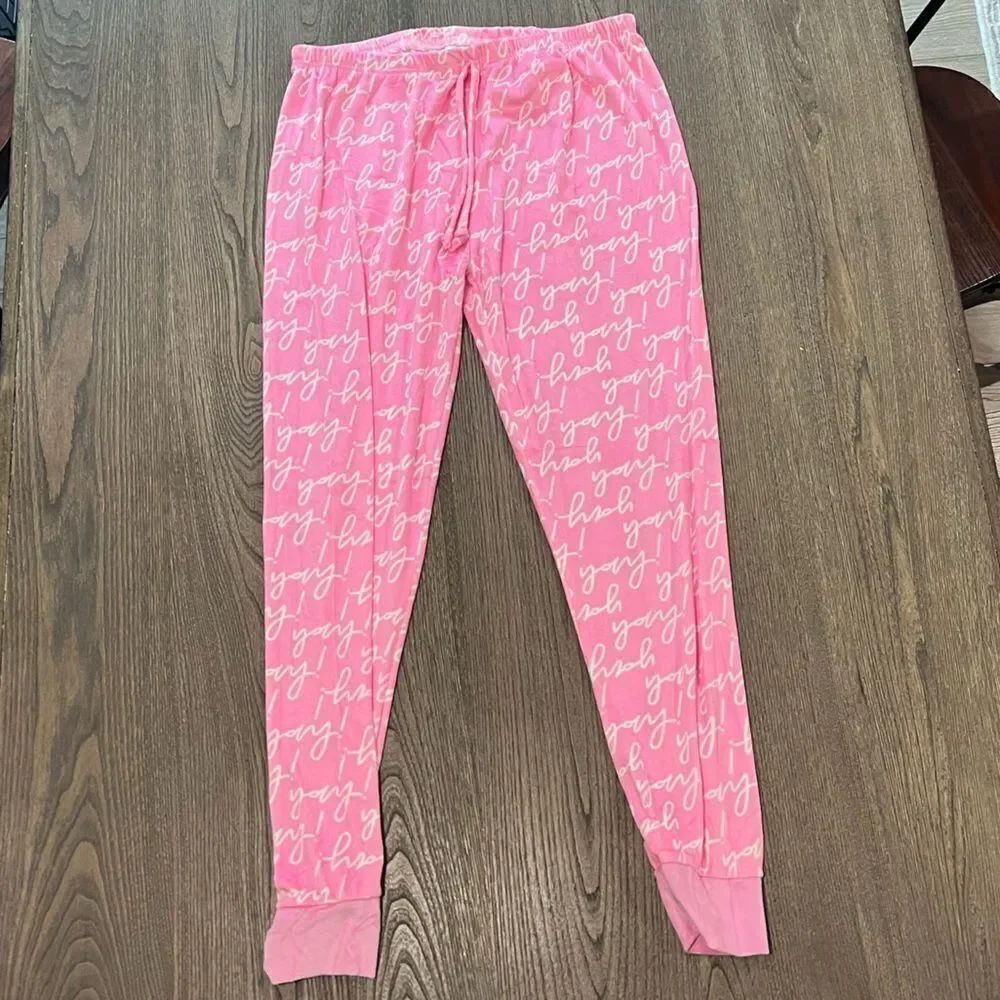 NWOT Pink Printed Yay! Pajama Pants Drawstring Waist Joggers Size L